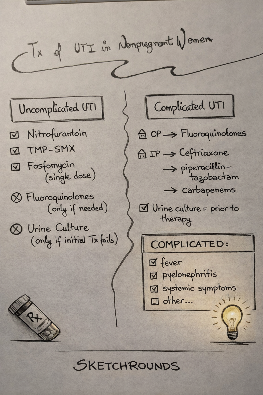 Treatment for UTI in non-pregnant patients 